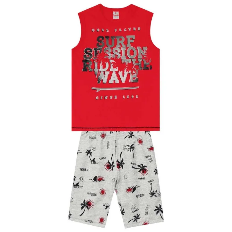 Conjunto infantil menino coqueiros Brandili Vermelho 4