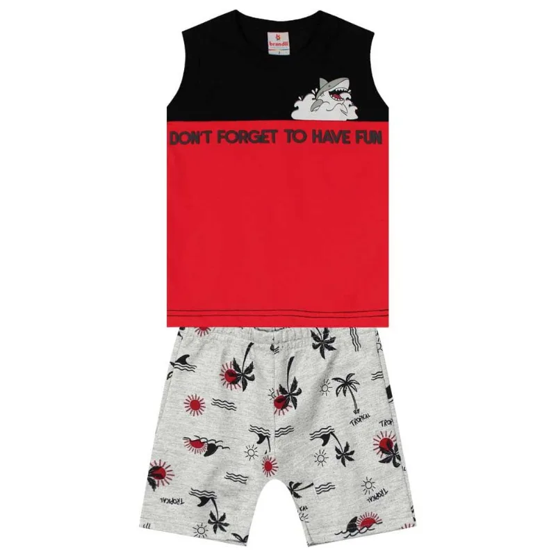 Conjunto infantil menino tubarão Brandili Preto 3