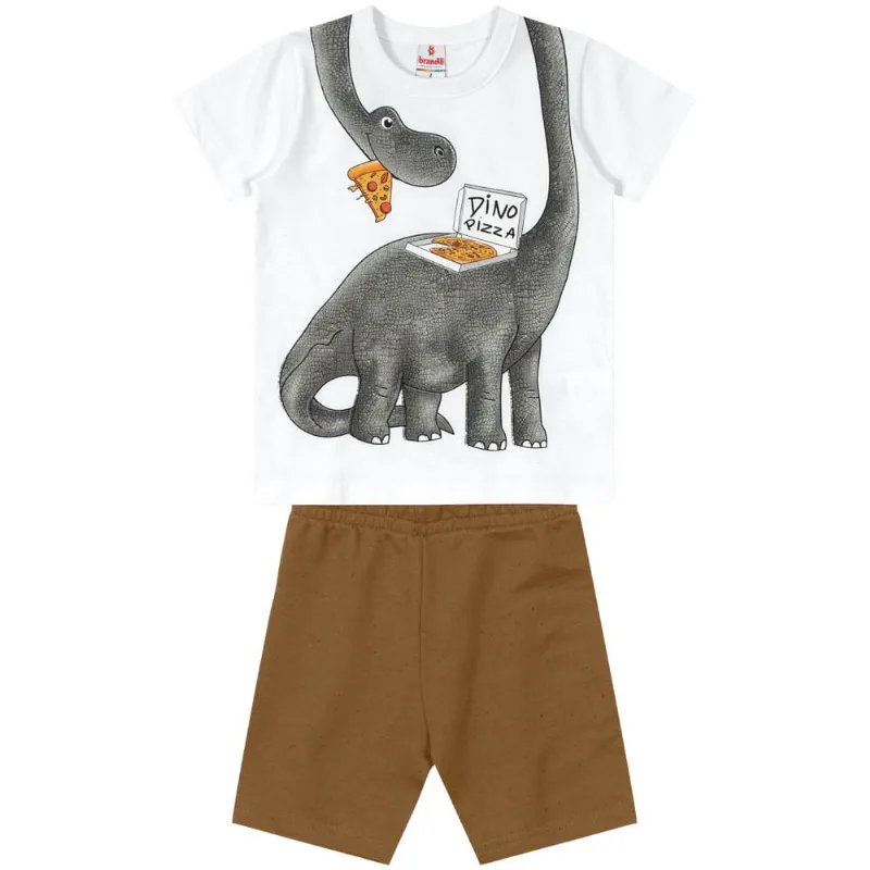 Conjunto infantil menino de dinossauro Brandili Branco 3
