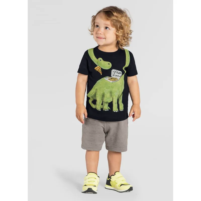 Conjunto infantil menino de dinossauro Brandili Preto 3