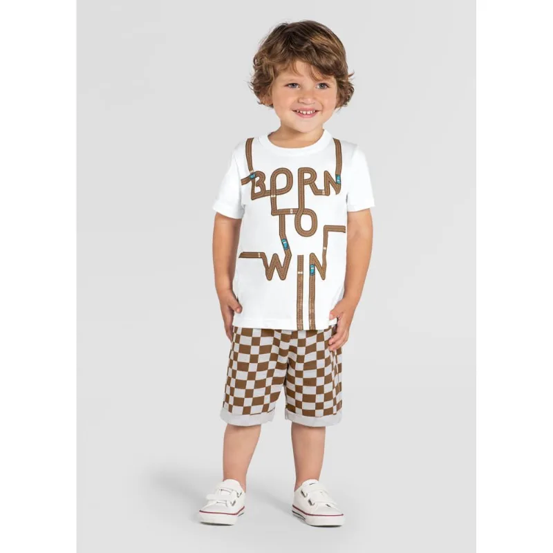 Conjunto infantil menino carro Brandili Branco 1