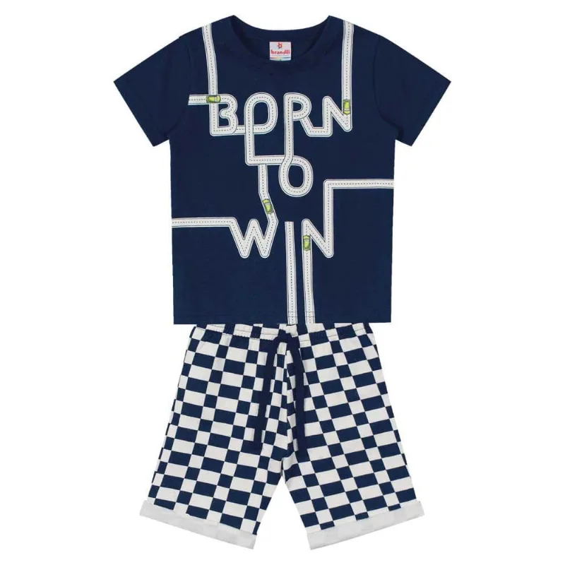 Conjunto infantil menino carro Brandili Azul 1