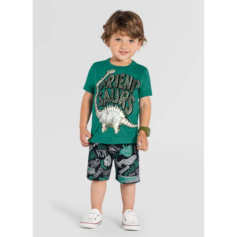 Conjunto infantil menino de dinossauro Brandili Verde 3