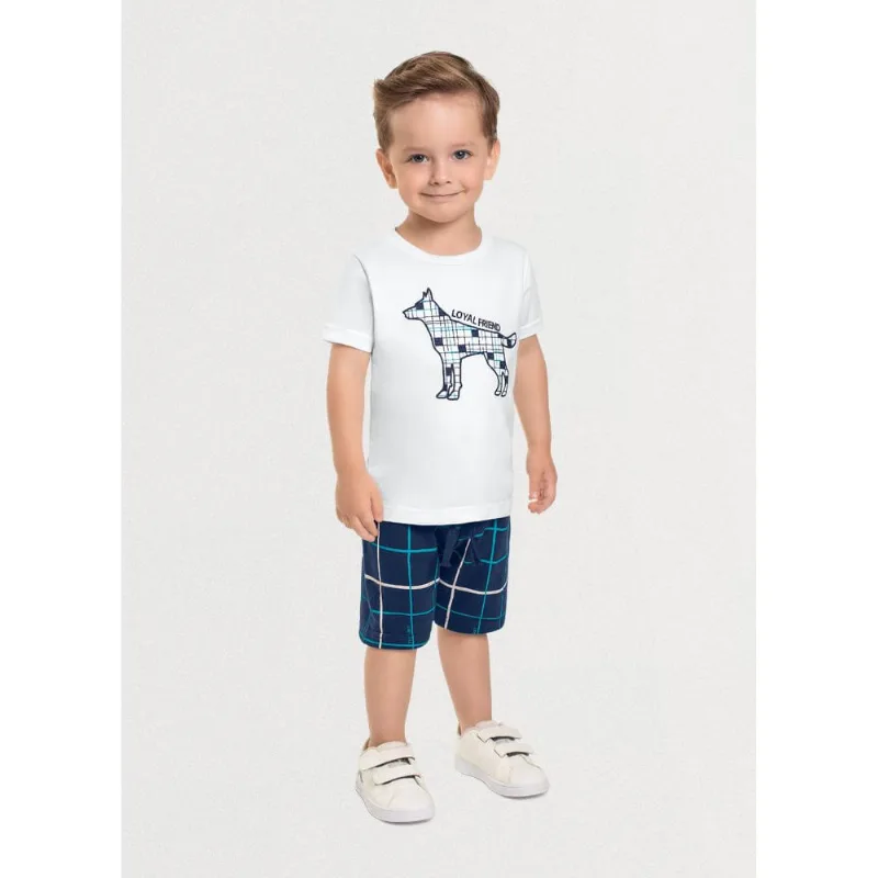 Conjunto infantil menino cachorrinho Mundi Branco 1