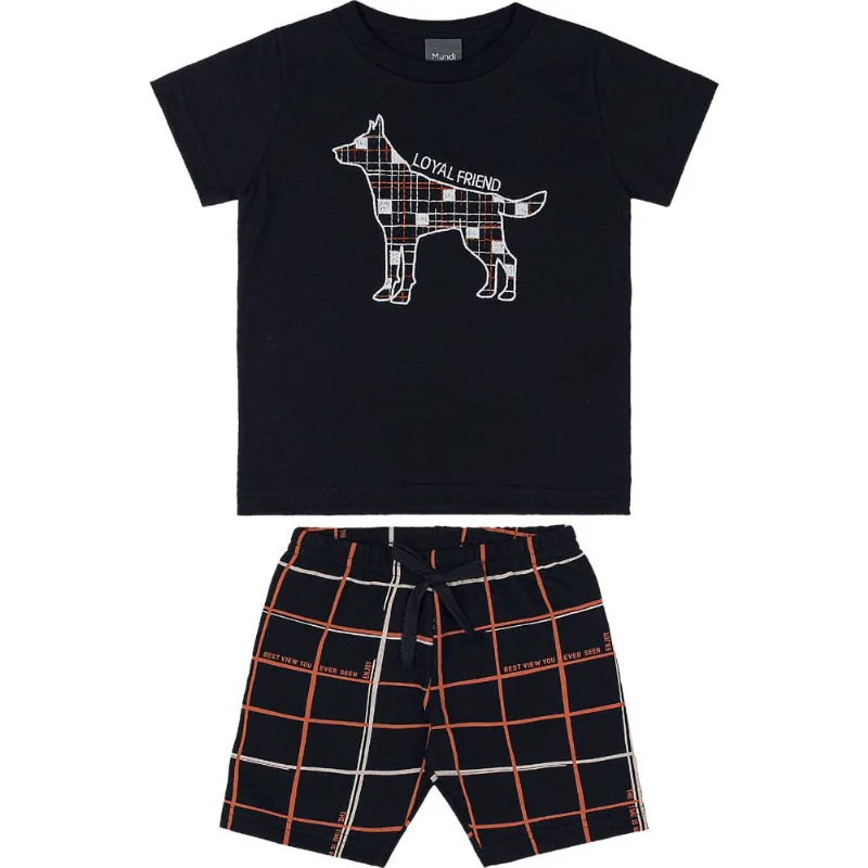 Conjunto infantil menino cachorrinho Mundi Preto 3