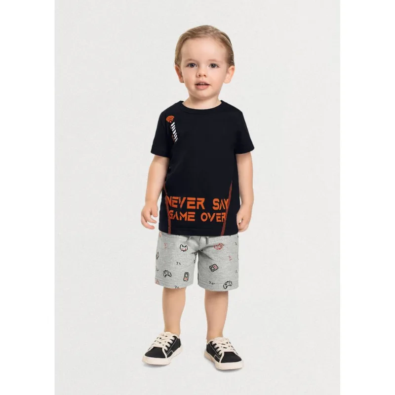 Conjunto infantil menino video game Mundi Preto 3