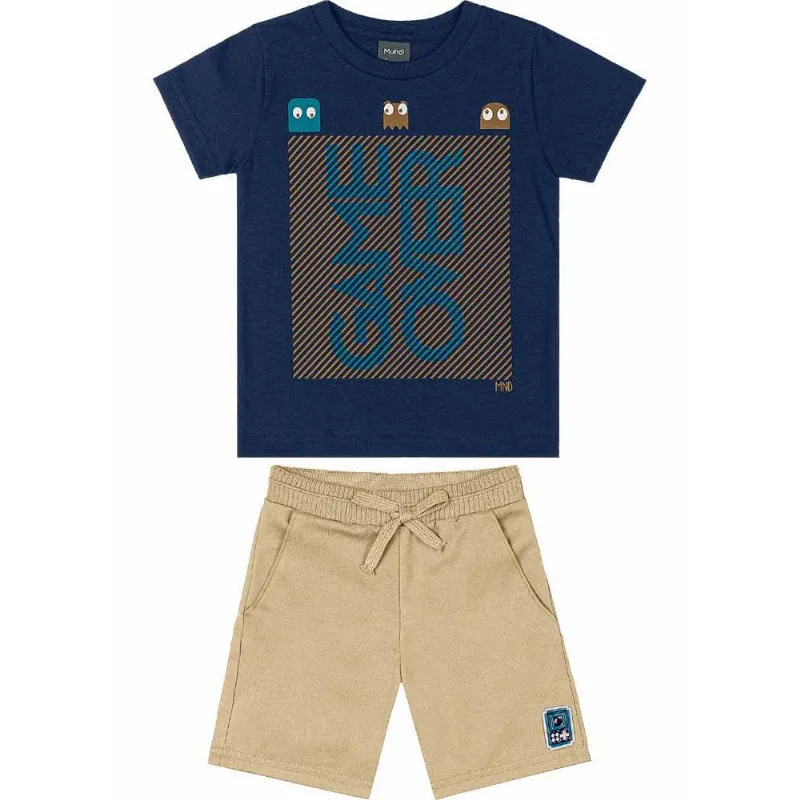Conjunto infantil menino video game Mundi Azul 1