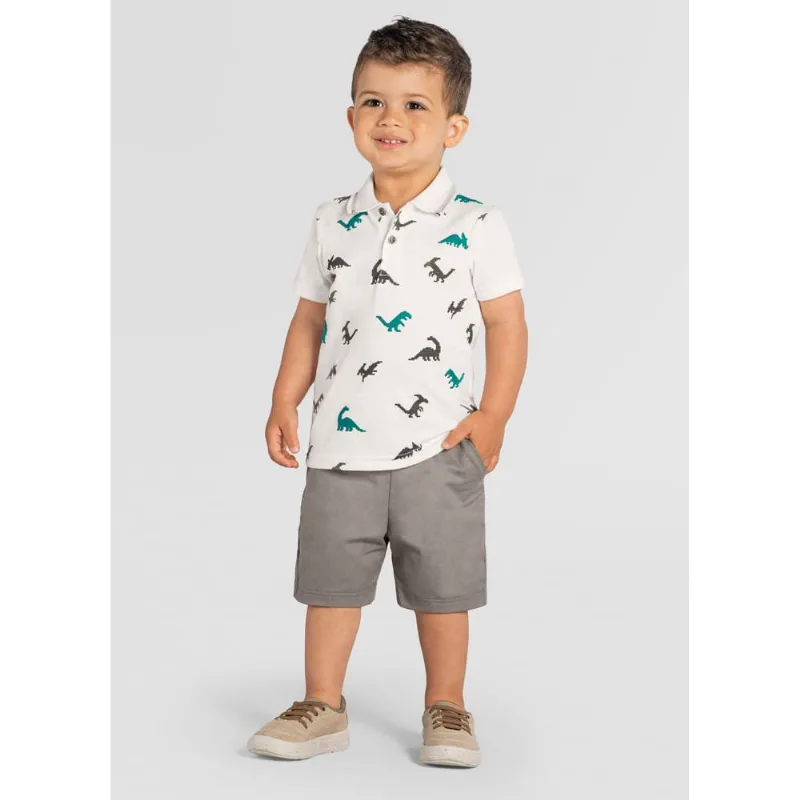 Conjunto infantil menino de dinossauro Brandili Natural 1