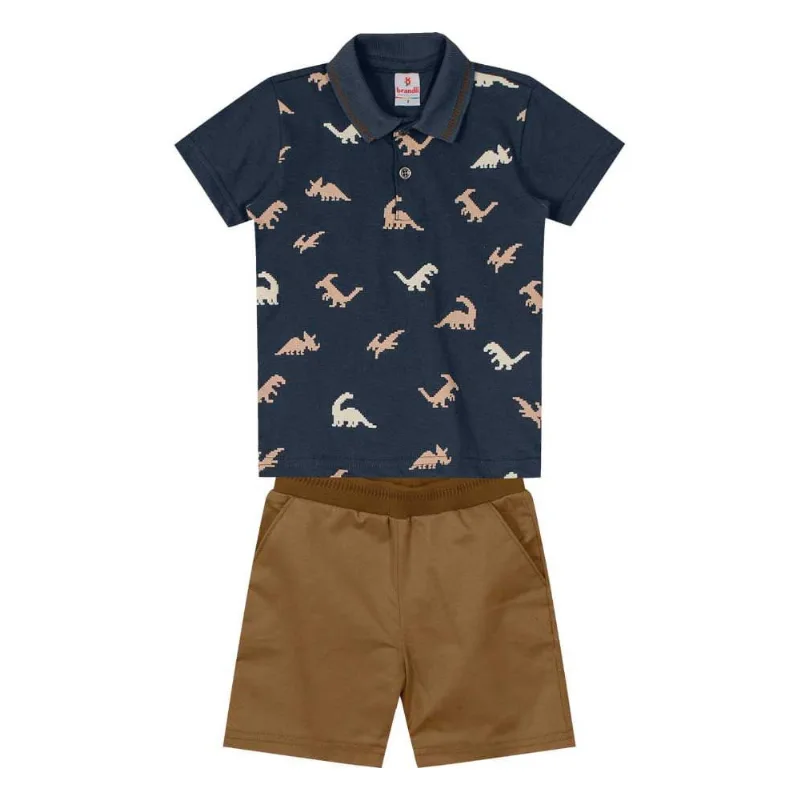 Conjunto infantil menino de dinossauro Brandili Cinza 2