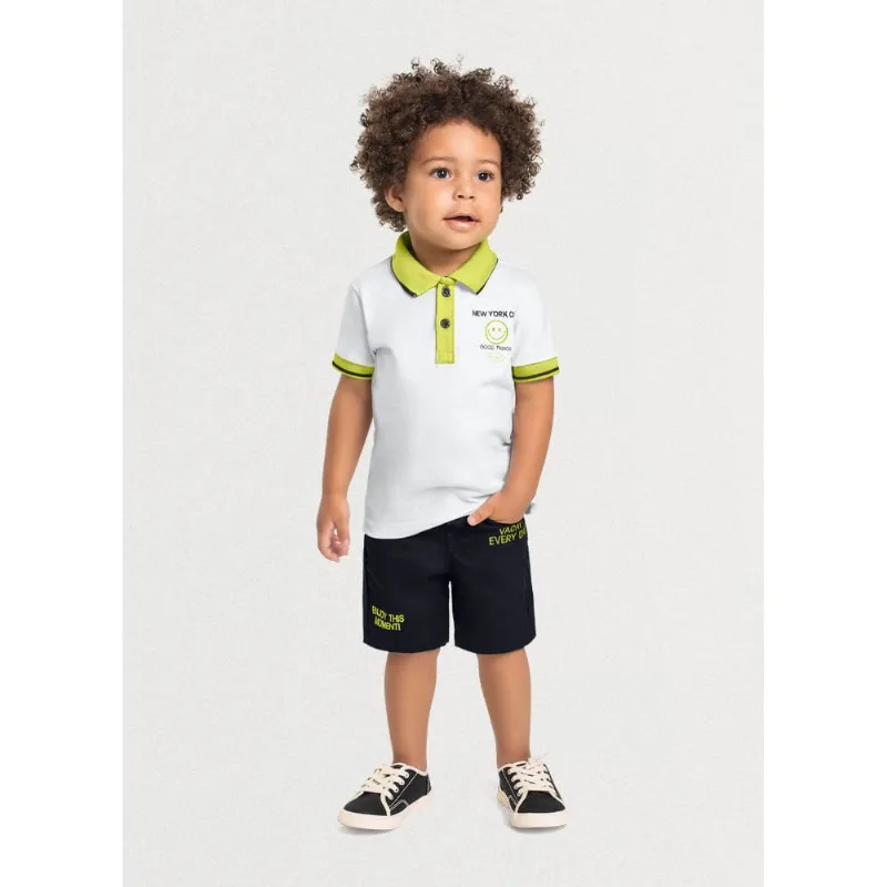 Conjunto polo infantil menino smile Mundi Branco 8
