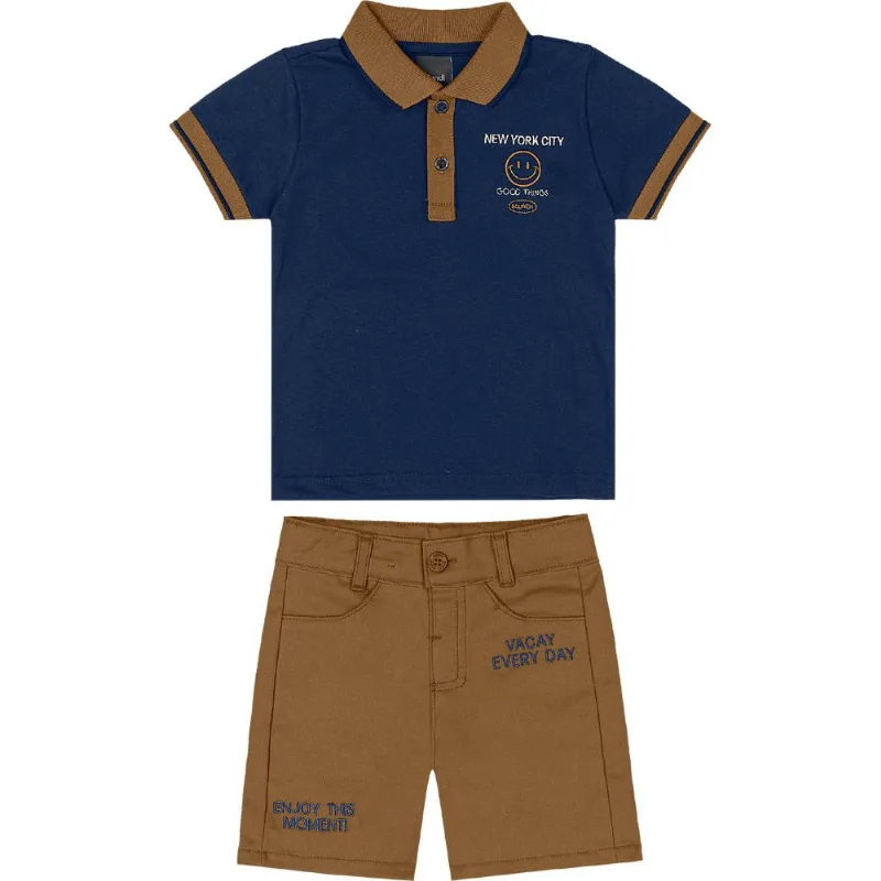 Conjunto polo infantil menino smile Mundi Azul 12
