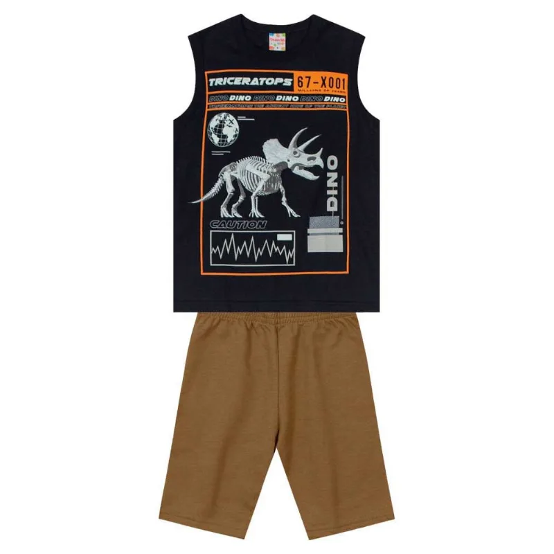 Conjunto infantil menino de dinossauro Brandili Preto 16