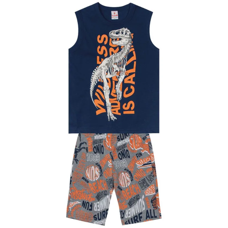 Conjunto infantil menino de dinossauro Brandili Azul 6