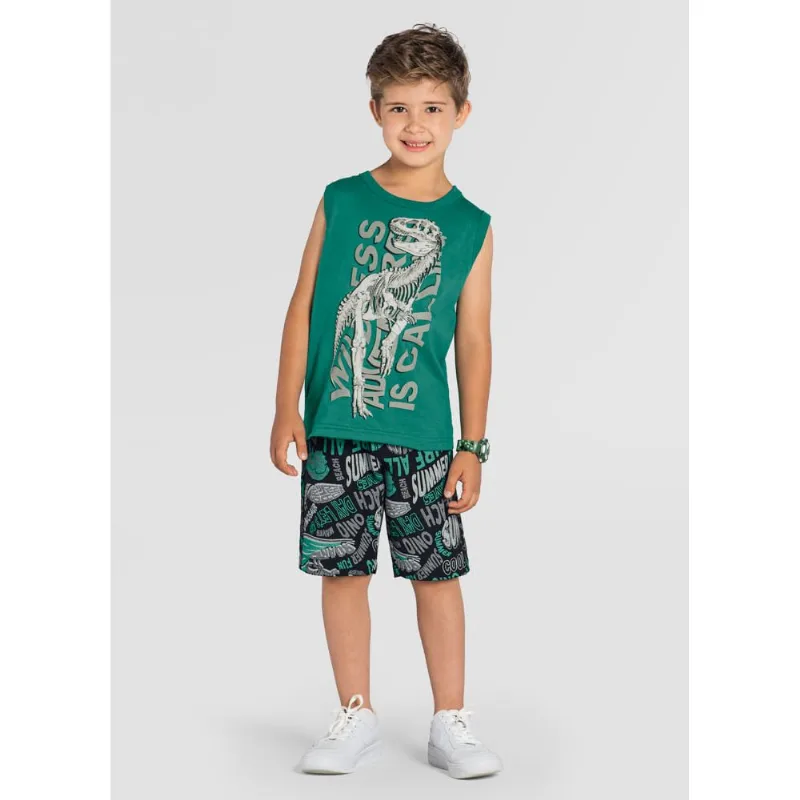 Conjunto infantil menino de dinossauro Brandili Verde 10