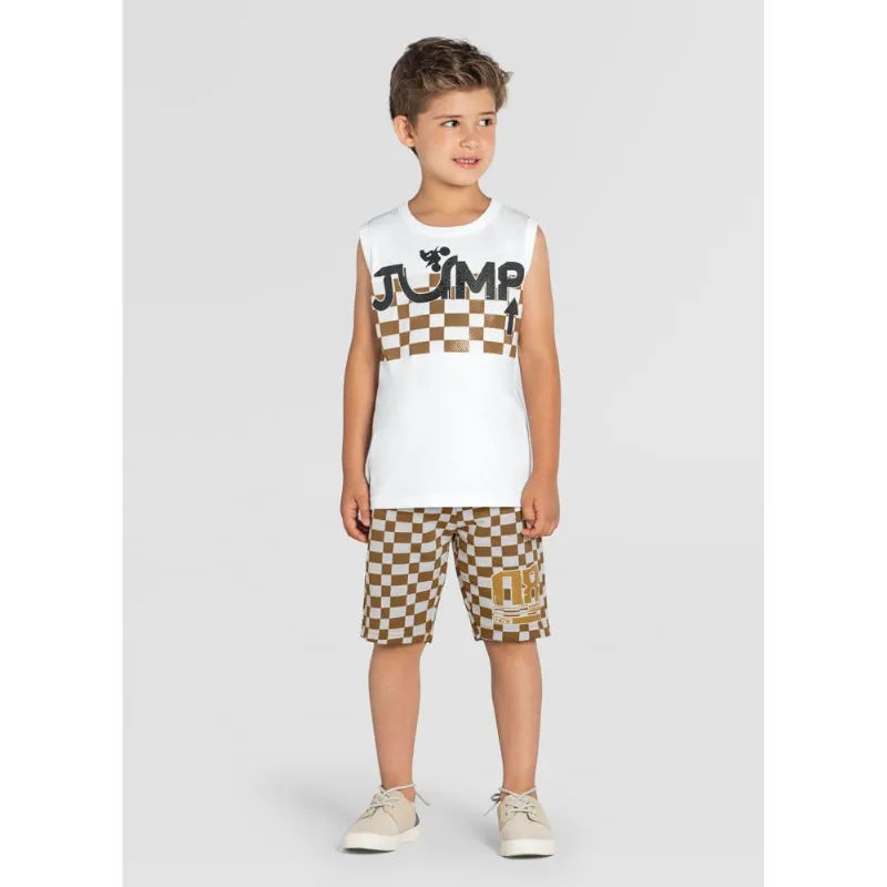 Conjunto infantil menino xadrez Brandili Branco 6