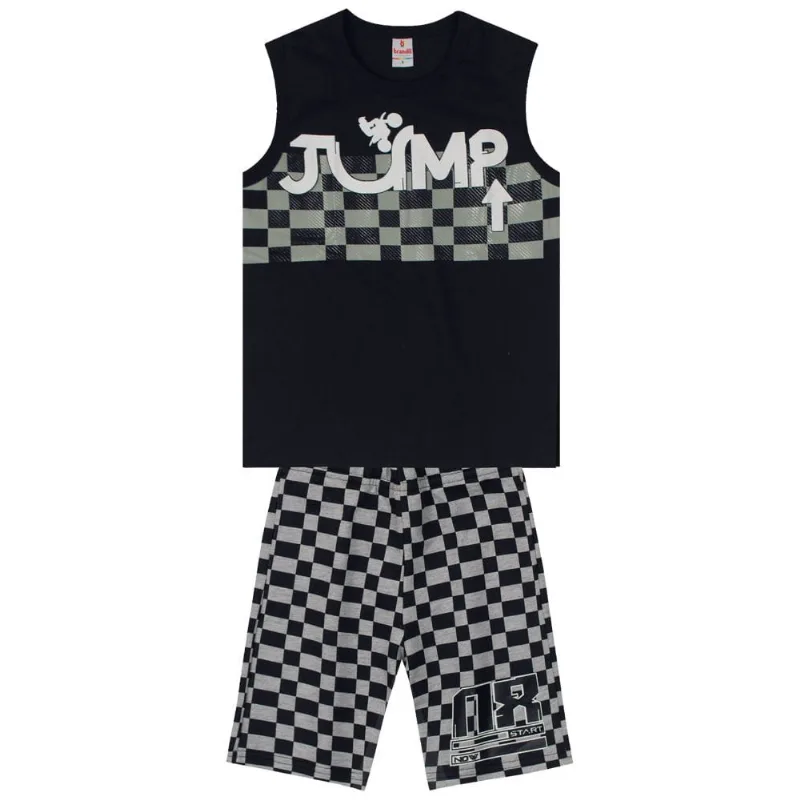 Conjunto infantil menino xadrez Brandili Preto 6