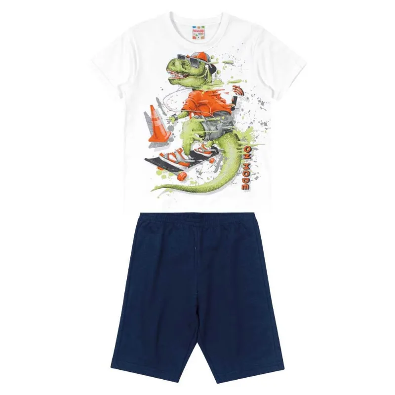 Conjunto infantil menino de dinossauro Brandili Branco 8