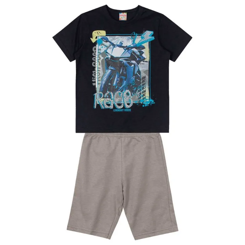 Conjunto infantil menino de moto Brandili Preto 14
