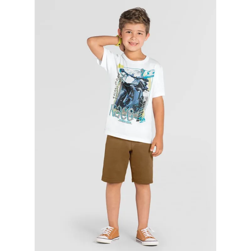 Conjunto infantil menino de moto Brandili Branco 8