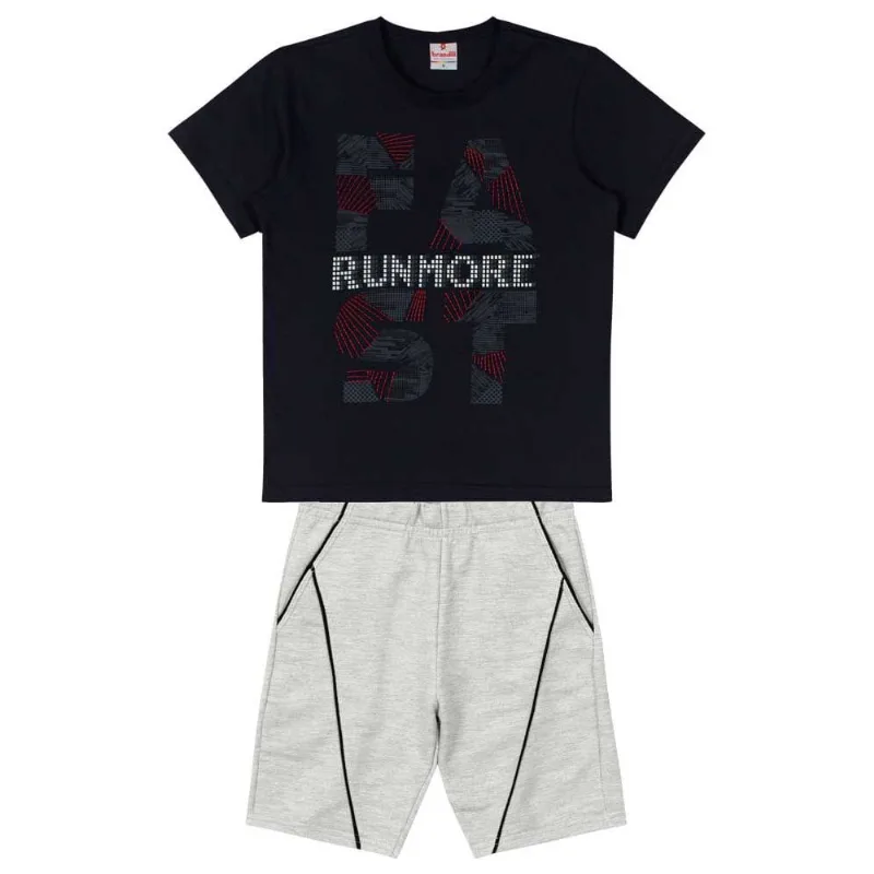 Conjunto infantil menino de corrida Brandili Preto 6
