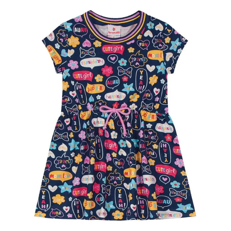 Vestido infantil menina florzinhas Brandili Azul 3