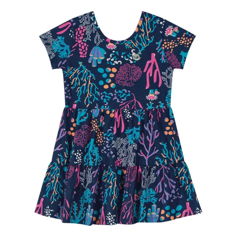 Vestido infantil menina fundo do mar Brandili Azul 3