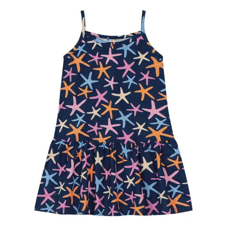 Vestido infantil menina de estrelas do mar Brandili Azul 12