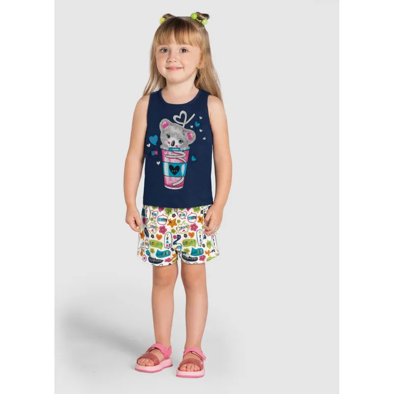 Conjunto infantil menina ursinho Brandili Azul 3