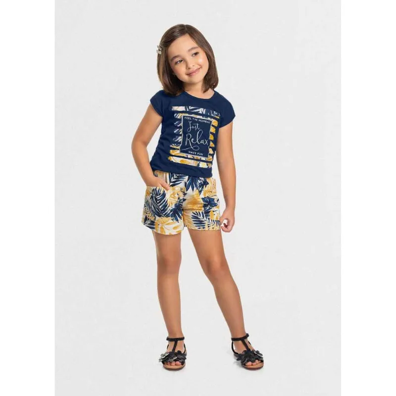 Conjunto infantil menina folhas Mundi Azul 14