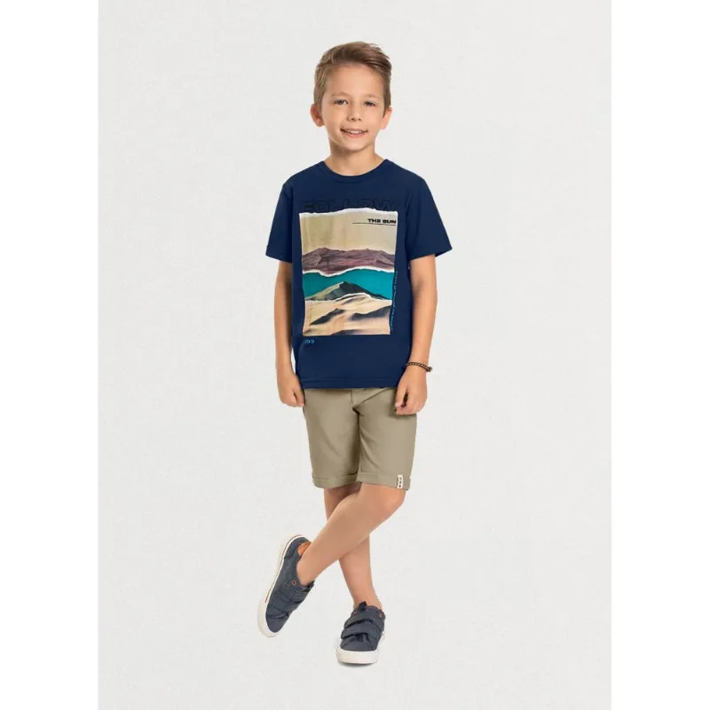 Bermuda infantil menino de sarja Mundi Marrom 14