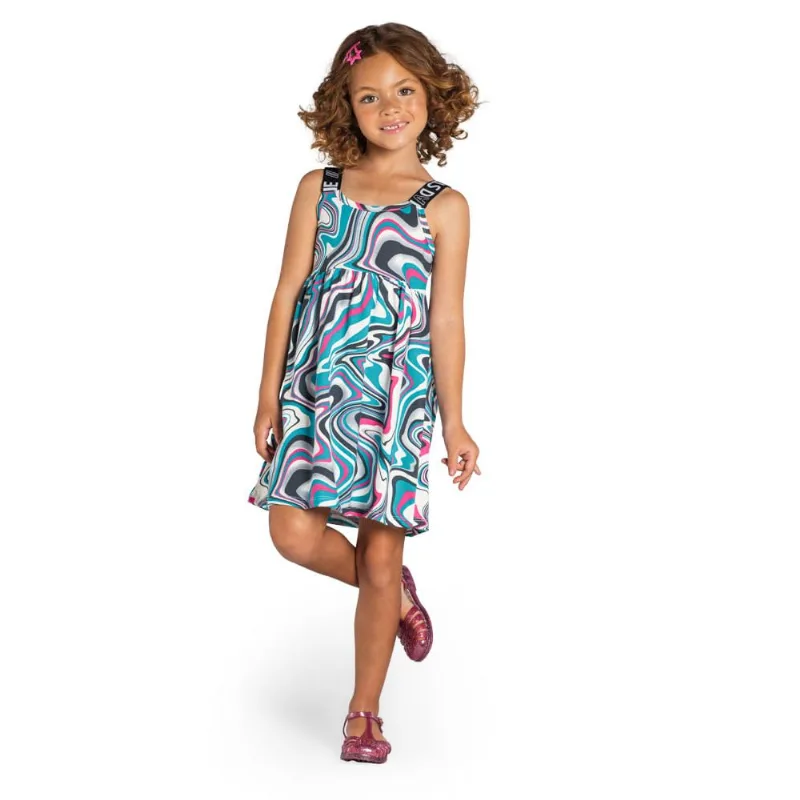 Vestido infantil menina abstrato Brandili Azul 14