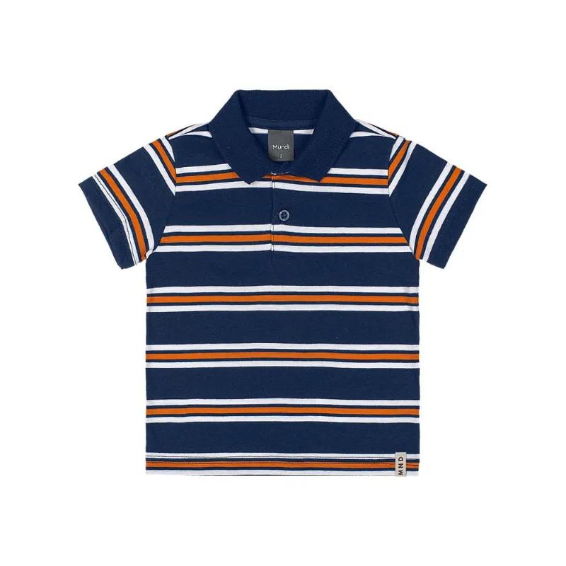 Camisa polo infantil menino com listras Mundi Azul 8