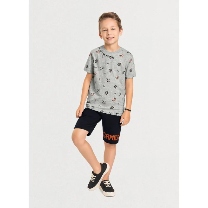 Conjunto infantil menino video game Mundi Cinza 14