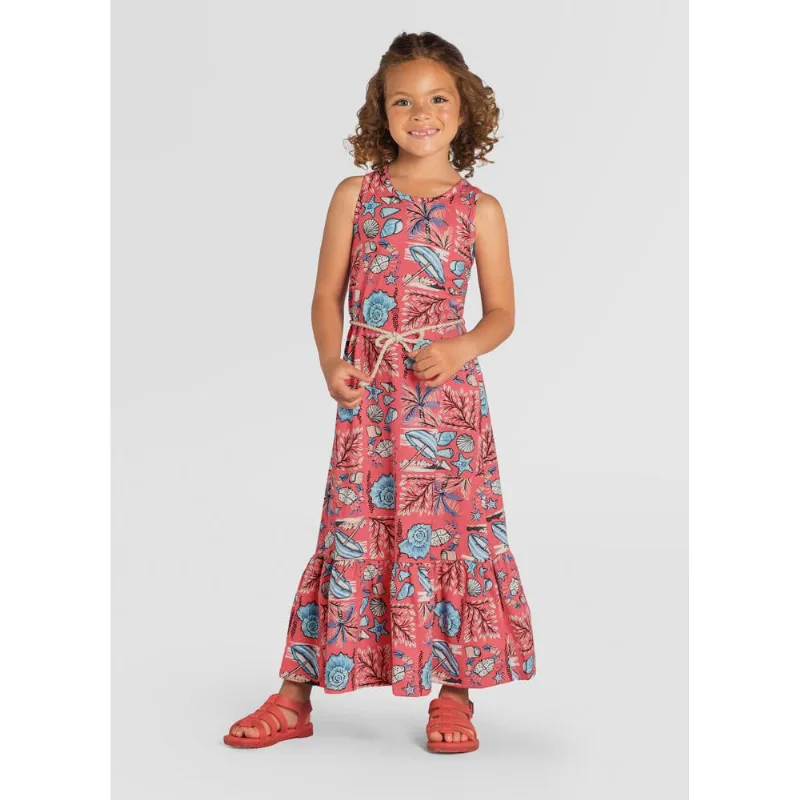 Vestido longo infantil menina de praia Brandili Rosa 8
