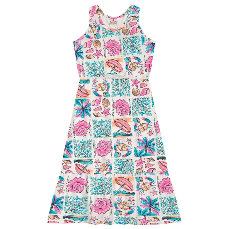 Vestido longo infantil menina de praia Brandili Natural 14
