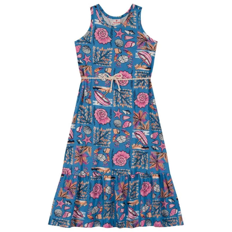 Vestido longo infantil menina de praia Brandili Azul 14