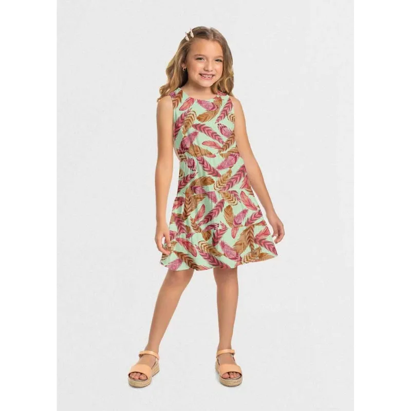 Vestido infantil menina penas Mundi Verde 16