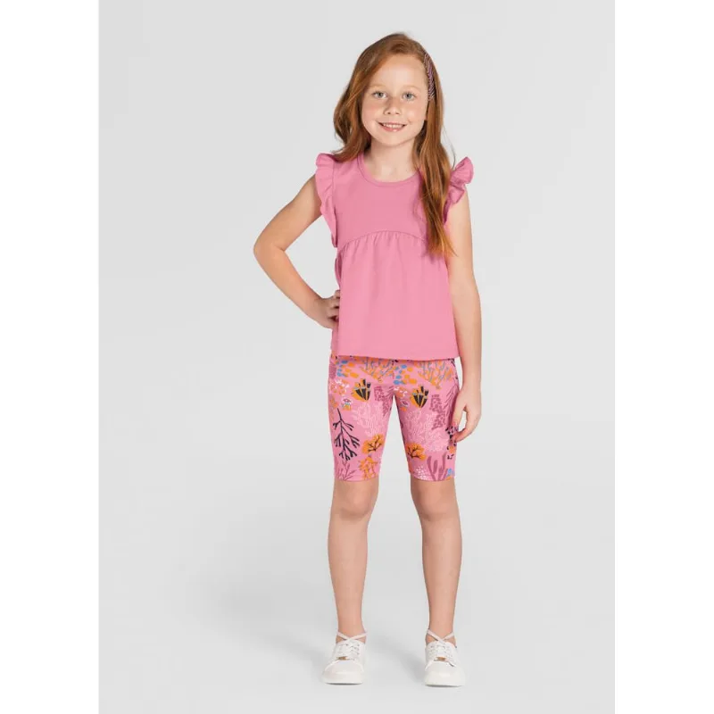 Bermuda ciclista infantil menina de fundo do mar Brandili Rosa 12