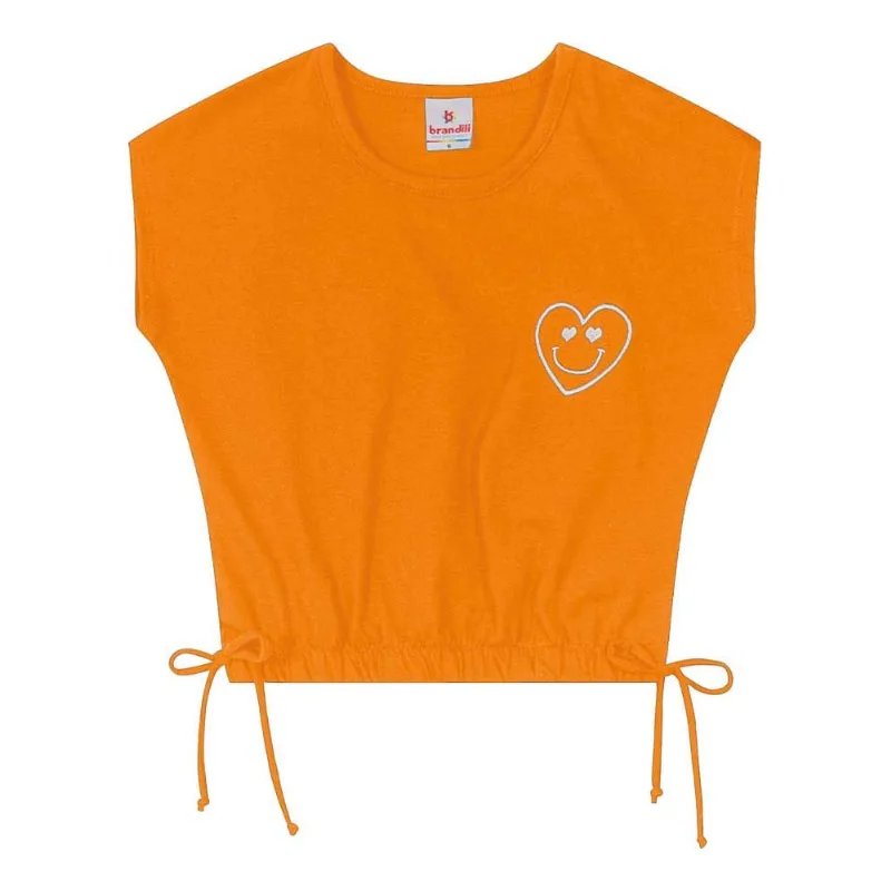 Blusa infantil menina de coração Brandili Laranja 12