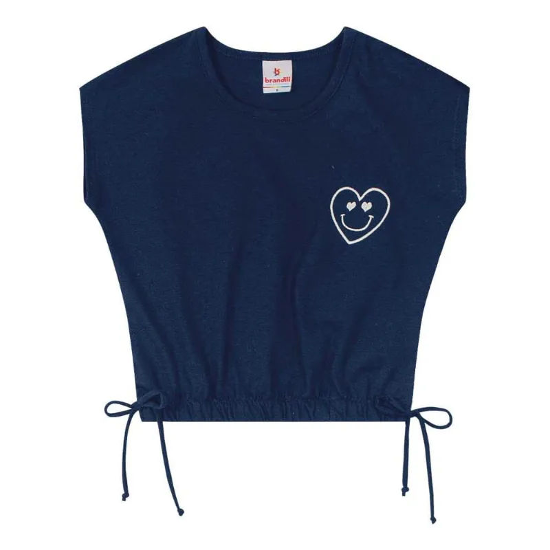 Blusa infantil menina de coração Brandili Azul 12