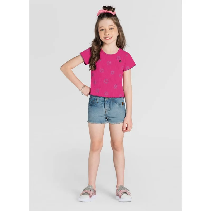 Blusa cropped infantil menina sol Brandili Rosa 6