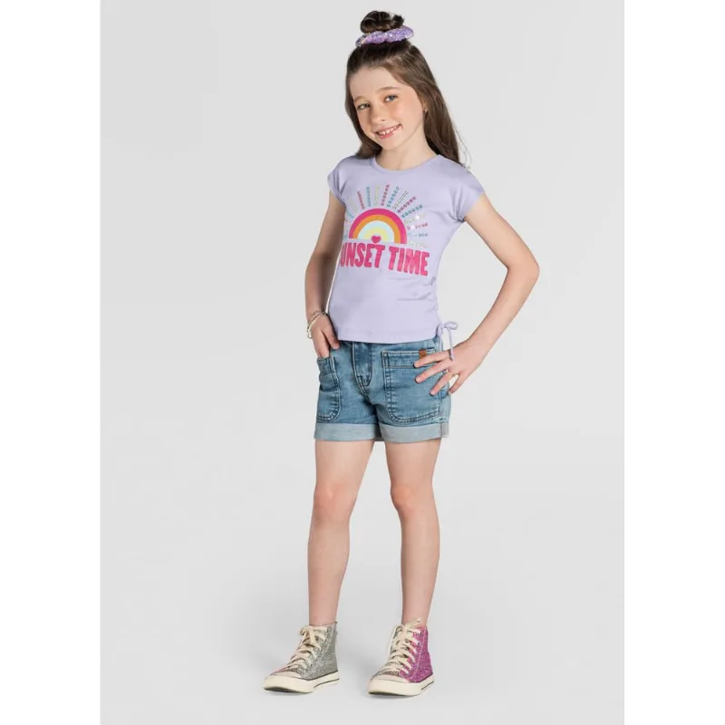 Blusa infantil menina sol Brandili Lilás 8