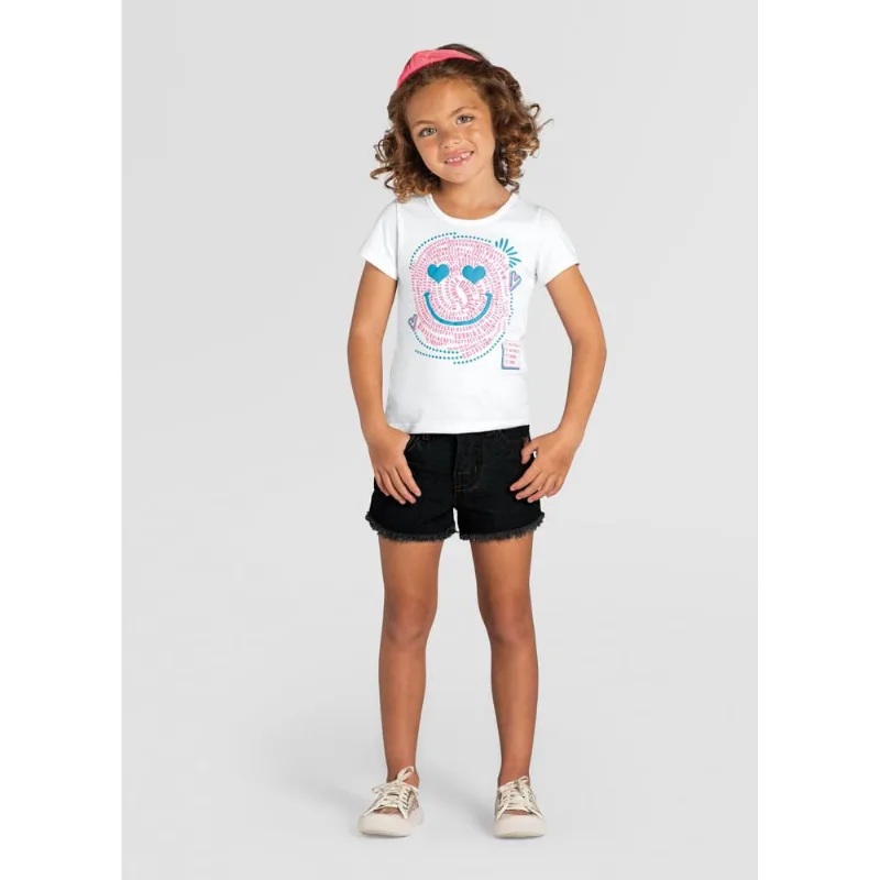 Blusa infantil menina em malha de smile Brandili Branco 4