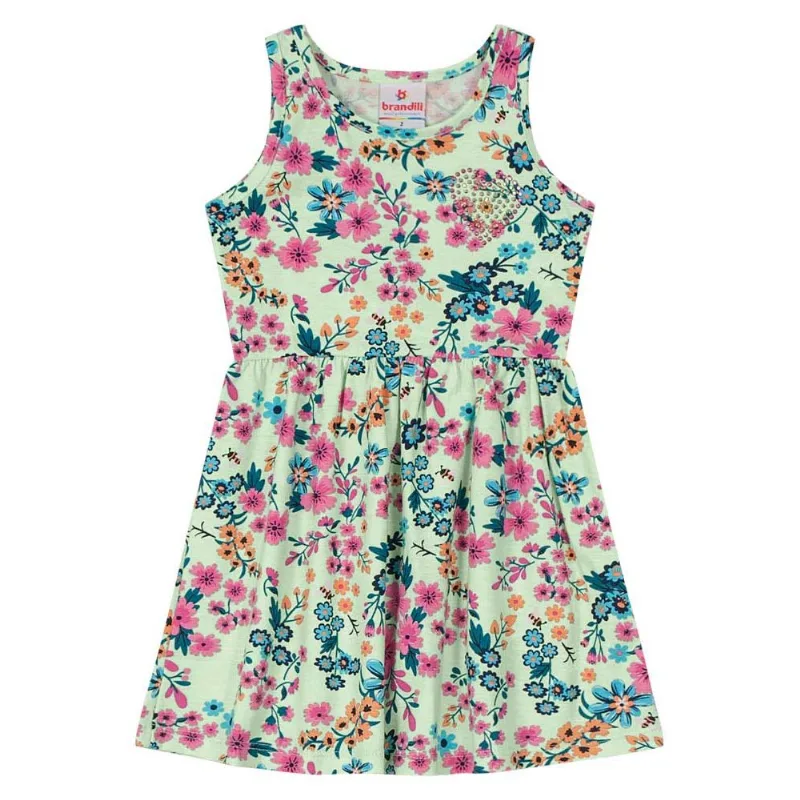 Vestido infantil menina florzinhas Brandili Verde 3