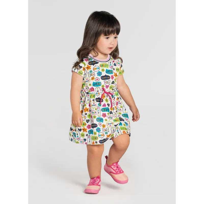 Vestido infantil menina florzinhas Brandili Natural 3