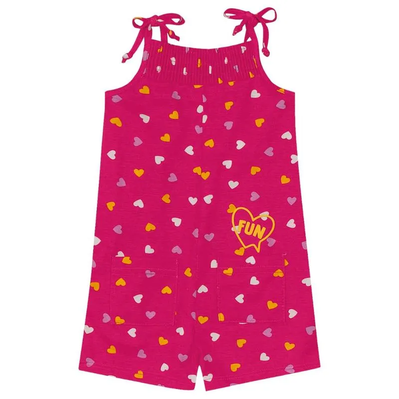 Macaquinho infantil menina corações Brandili Rosa 2