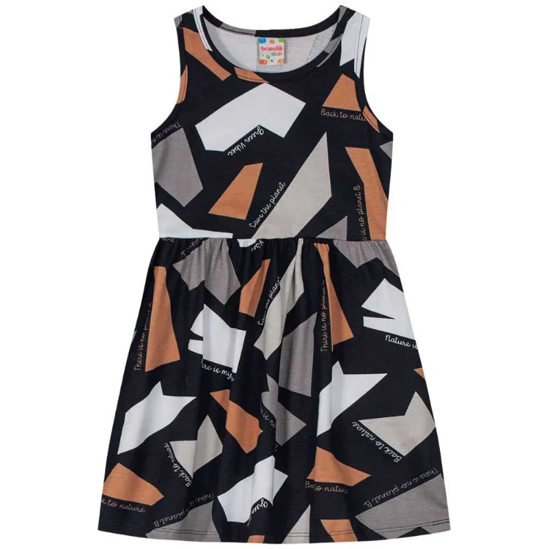 Vestido infantil menina de formas geométricas Brandili Preto 16