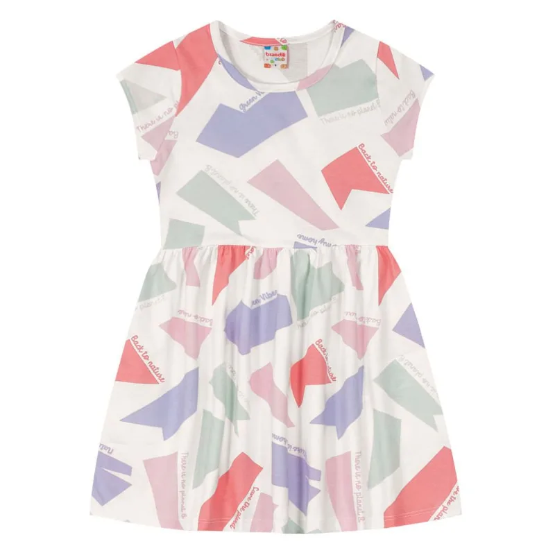 Vestido infantil menina de formas geométricas Brandili Natural 16
