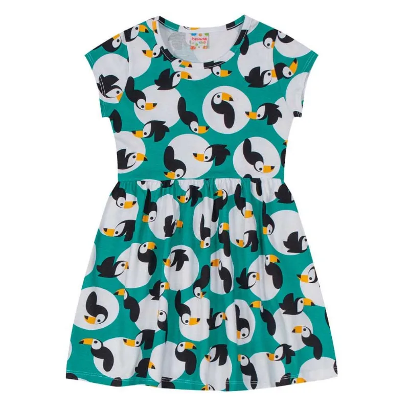Vestido infantil menina de tucanos Brandili Verde 14