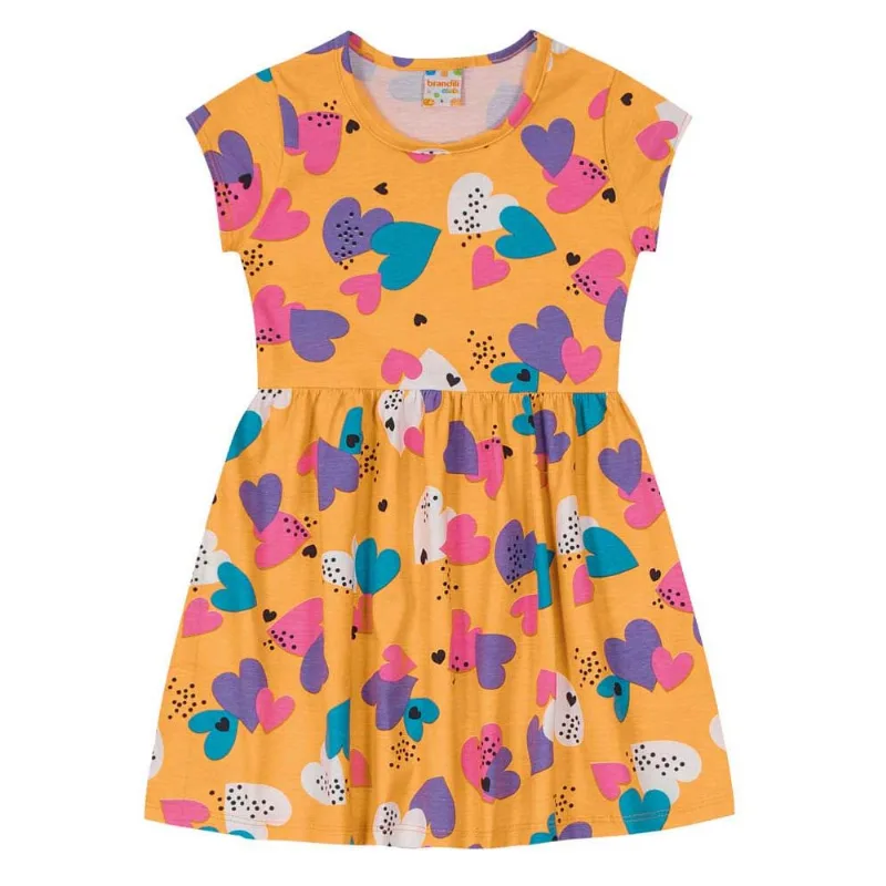 Vestido infantil menina de corações Brandili Laranja 10